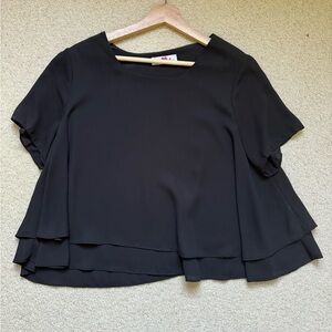 Anthropologie Black Cropped Flowy Too